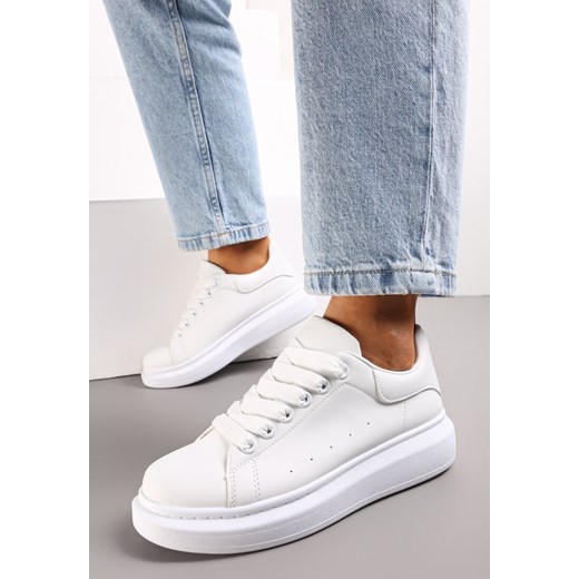 Białe Sznurowane Sneakersy na Grubej Podeszwie Wicky Renee 37 renee.pl