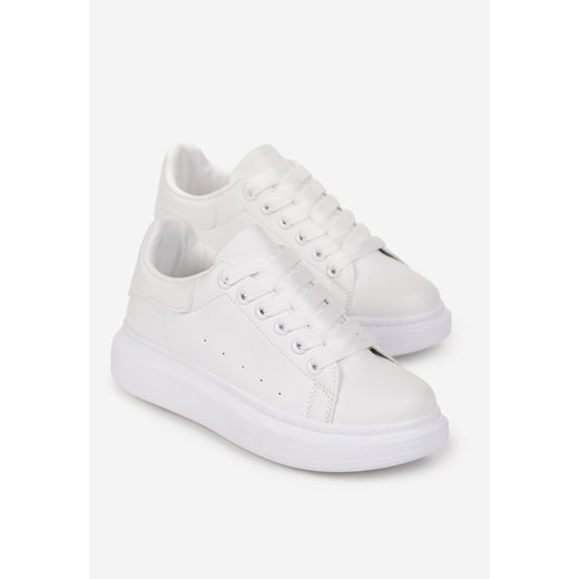 Białe Sznurowane Sneakersy na Grubej Podeszwie Wicky Renee 40 renee.pl