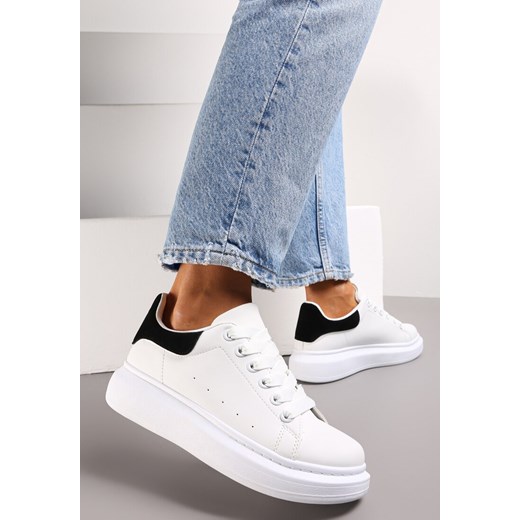 Biało-Czarne Sznurowane Sneakersy na Grubej Podeszwie Wicky ze sklepu renee.pl w kategorii Buty sportowe damskie - zdjęcie 173174546