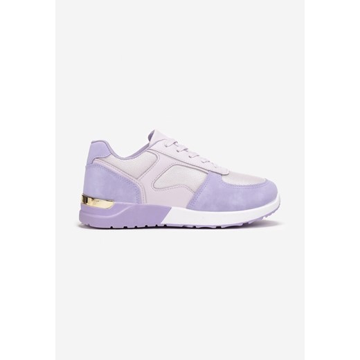 Fioletowe Sneakersy na Grubej Podeszwie z Metaliczną Wstawką Leesa Renee 37 renee.pl