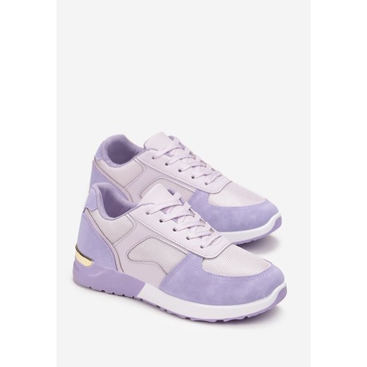 Fioletowe Sneakersy na Grubej Podeszwie z Metaliczną Wstawką Leesa Renee 39 renee.pl