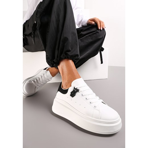 Biało-Czarne Sneakersy przed Kostkę na Platformie Phani ze sklepu renee.pl w kategorii Buty sportowe damskie - zdjęcie 173176868