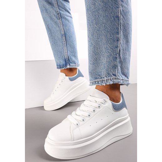 Biało-Niebieskie Sneakersy przed Kostkę na Platformie Phani ze sklepu renee.pl w kategorii Buty sportowe damskie - zdjęcie 173176879