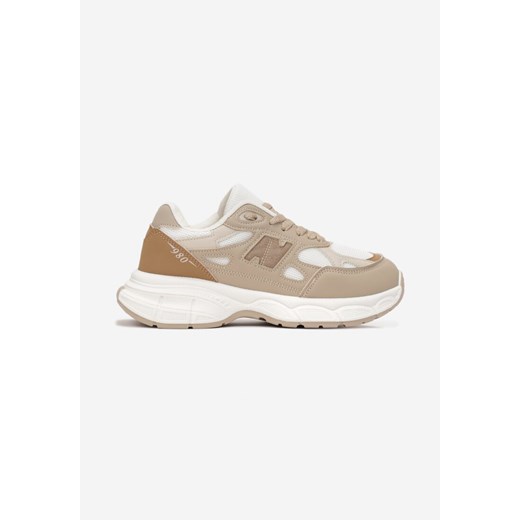 Ciemnobeżowe Sneakersy przed Kostkę na Grubej Podeszwie Sizen Renee 40 renee.pl