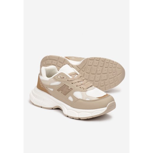 Ciemnobeżowe Sneakersy przed Kostkę na Grubej Podeszwie Sizen Renee 40 renee.pl