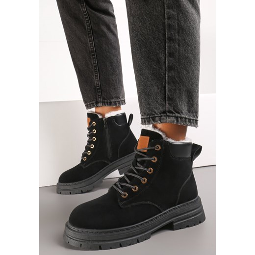 Czarne Trapery Botki Mocno Ocieplone Sztucznym Futerkiem Sedonna ze sklepu renee.pl w kategorii Workery damskie - zdjęcie 173180325