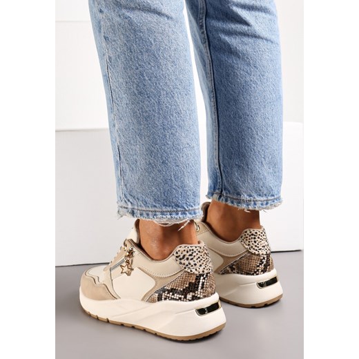 Beżowe Sneakersy na Platformie z Zamkiem Chrysanthi Renee 38 renee.pl