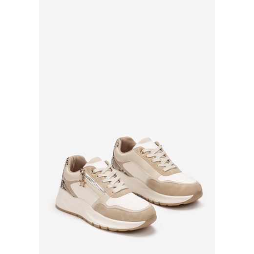 Beżowe Sneakersy na Platformie z Zamkiem Chrysanthi Renee 36 renee.pl