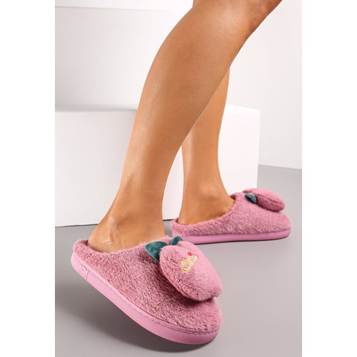 Fioletowe Kapcie Ozdobione Naszywką Jabłuszkiem Anzerames Renee 36-37 renee.pl