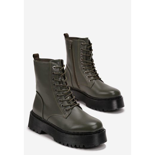 Zielone Botki w Stylu Workerów na Platformie Maialen Renee 39 renee.pl