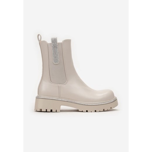 Beżowe Botki Sztyblety w Cyrkonie Caterissa Renee 37 renee.pl