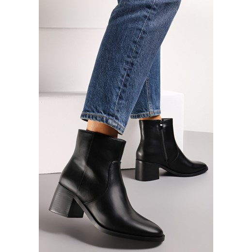 Czarne Klasyczne Botki na Słupku Ominorda Renee 40 renee.pl