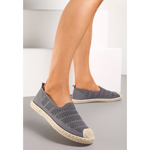 Szare Ażurowe Espadryle Ozdobione Plecionką na Podeszwie i Nosku Tarniesa ze sklepu renee.pl w kategorii Espadryle damskie - zdjęcie 173185368