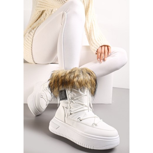 Białe Śniegowce na Grubej Podeszwie z Futerkiem Uplift ze sklepu renee.pl w kategorii Śniegowce damskie - zdjęcie 173187605