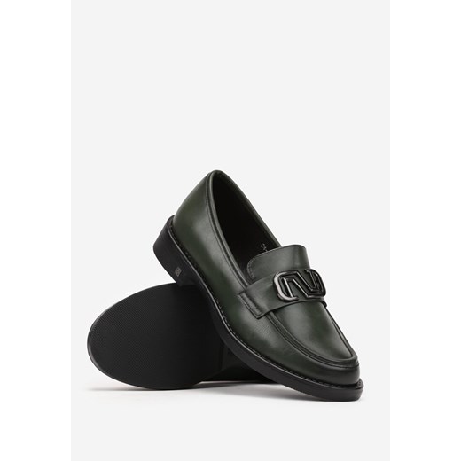 Zielone Mokasyny z Klamerką i Wkładką ze Skóry Naturalnej Zephysa Renee 37 renee.pl