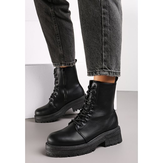 Czarne Botki Workery na Platformie z Protektorem Venar Renee 37 renee.pl