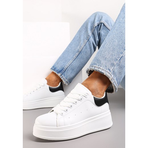 Biało-Czarne Sneakersy przed Kostkę na Grubej Podeszwie Arionn ze sklepu renee.pl w kategorii Buty sportowe damskie - zdjęcie 173189496