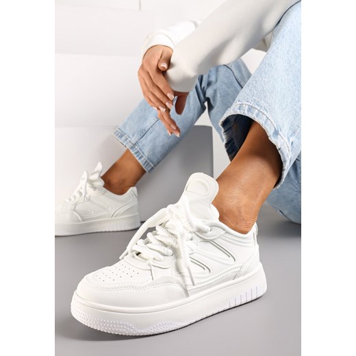 Białe Sneakersy przed Kostkę na Platformie z Wstawkami Losia ze sklepu renee.pl w kategorii Buty sportowe damskie - zdjęcie 173190758