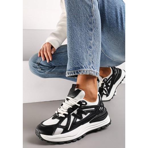 Czarne Sneakersy na Platformie z Wstawkami z Siateczki Epionna ze sklepu renee.pl w kategorii Buty sportowe damskie - zdjęcie 173192499