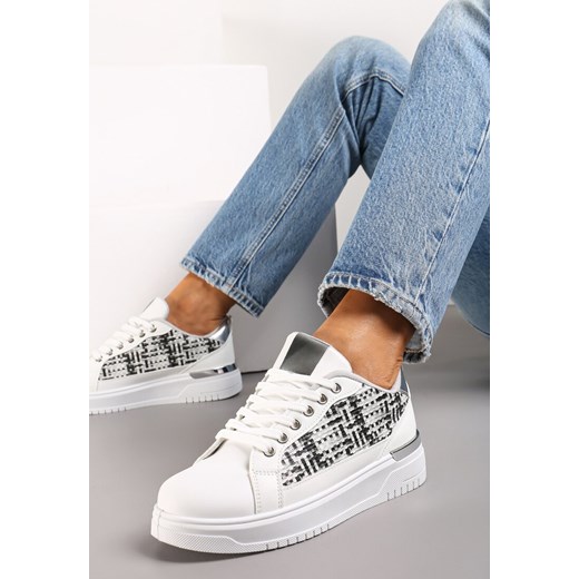 Biało-Szare Sneakersy z Przeplataną Wstawką Olimua ze sklepu renee.pl w kategorii Buty sportowe damskie - zdjęcie 173193739