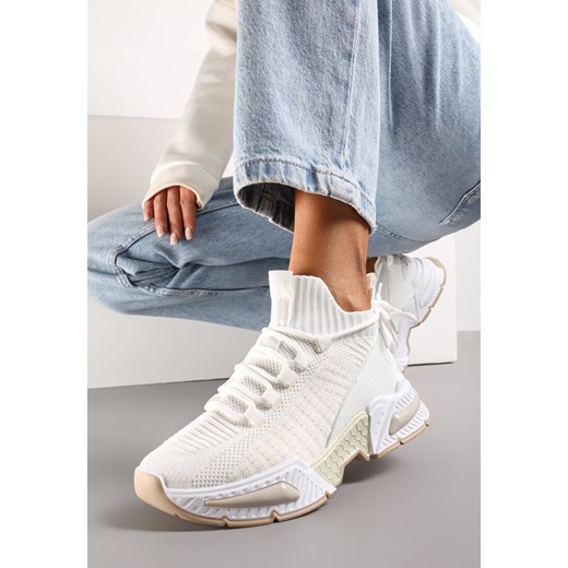 Białe Sneakersy Sportowe na Grubej Podeszwie ze Skarpetkową Cholewką Xille ze sklepu renee.pl w kategorii Buty sportowe damskie - zdjęcie 173203856