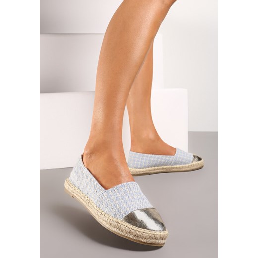 Niebieskie Espadryle z Tweedowego Materiału z Plecionką na Podeszwie Hexiria Renee 38 renee.pl