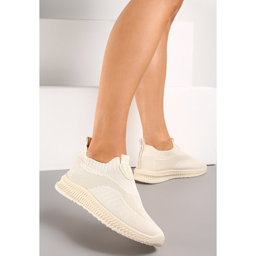 Beżowe Buty Sportowe ze Skarpetkową Cholewką Pinke ze sklepu renee.pl w kategorii Buty sportowe damskie - zdjęcie 173209758