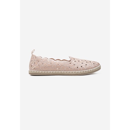 Beżowe Espadryle z Plecioną Podeszwą i Kwiatową Cholewką Lilalia Renee 38 renee.pl