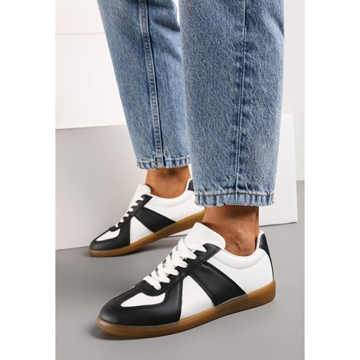 Czarno-Białe Sneakersy Tenisówki z Ozdobnymi Przeszyciami Sumina ze sklepu renee.pl w kategorii Buty sportowe damskie - zdjęcie 173226848
