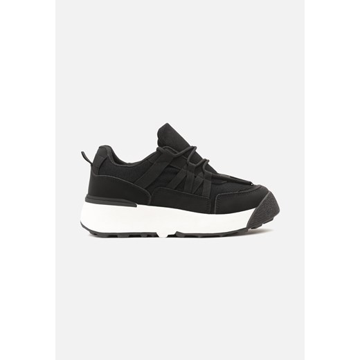 Czarne Casualowe Sneakersy na Platformie Wiązane przed Kostkę Rhialyn Renee 38 renee.pl