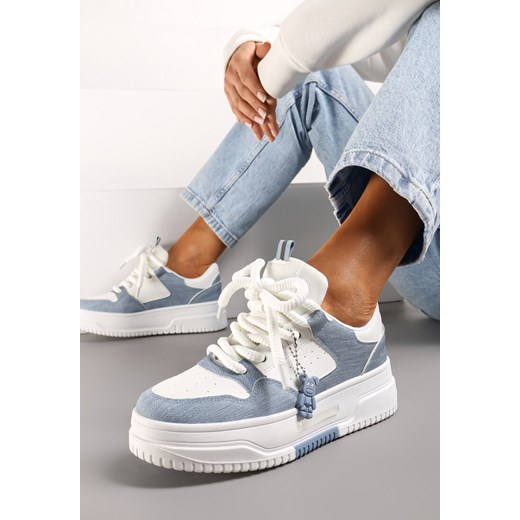 Biało-Niebieskie Sneakersy na Platformie z Zawieszką Misiem Arialbe ze sklepu renee.pl w kategorii Buty sportowe damskie - zdjęcie 173231086