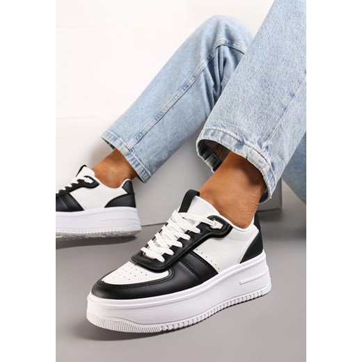 Biało-Czarne Sznurowane Sneakersy na Grubej Podeszwie Salsabil ze sklepu renee.pl w kategorii Buty sportowe damskie - zdjęcie 173232256