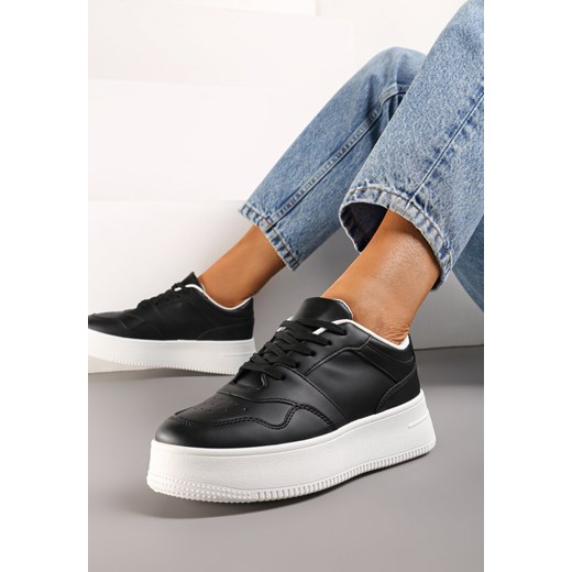 Czarne Sneakersy z Cholewką przed Kostkę na Platformie Liciana ze sklepu renee.pl w kategorii Buty sportowe damskie - zdjęcie 173233155