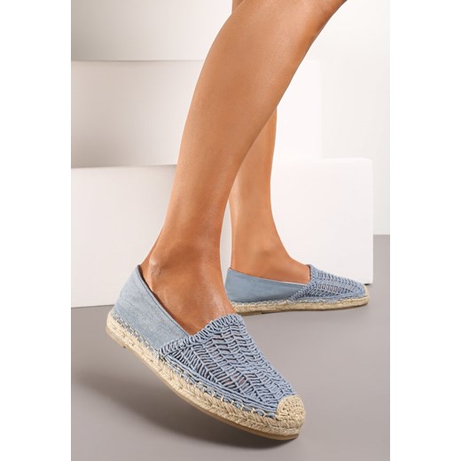 Niebieskie Płaskie Espadryle z Ekozamszu Ozdobione Jutą Lemiala ze sklepu renee.pl w kategorii Espadryle damskie - zdjęcie 173235726