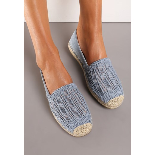 Niebieskie Płaskie Espadryle z Ekozamszu Ozdobione Jutą Lemiala ze sklepu renee.pl w kategorii Espadryle damskie - zdjęcie 173235728