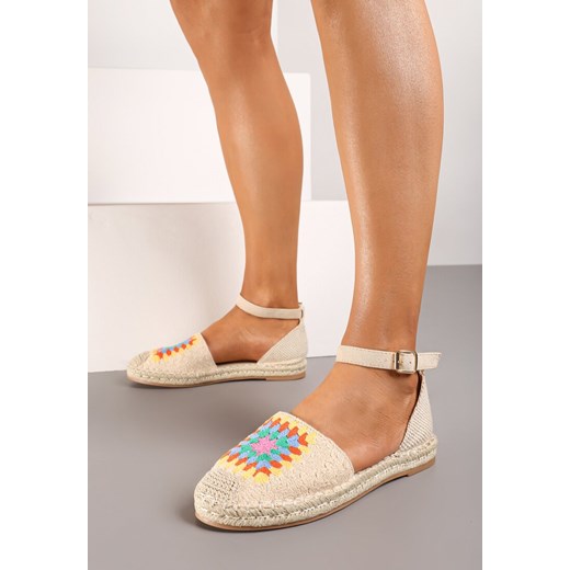 Beżowe Espadryle na Płaskiej Podeszwie Zapinane na Sprzączkę z Plecioną Podeszwą Laveda ze sklepu renee.pl w kategorii Espadryle damskie - zdjęcie 173241988