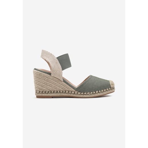 Zielone Sandały Espadryle na Plecionym Koturnie Batulia Renee 40 renee.pl