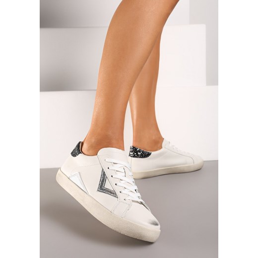 Biało-Czarne Sneakersy Sznurowane z Cholewką przed Kostkę z Brokatem Toneri ze sklepu renee.pl w kategorii Buty sportowe damskie - zdjęcie 173247298