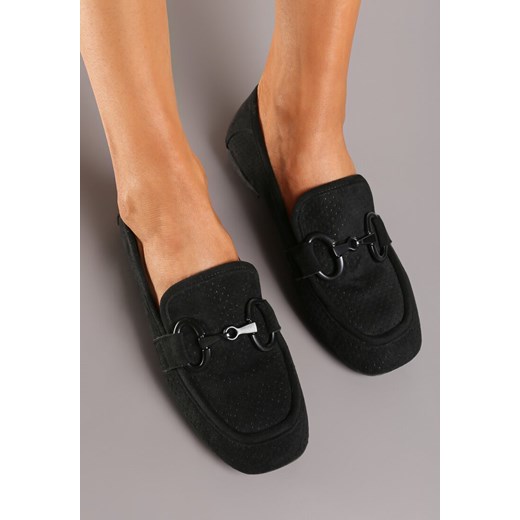 Czarne Płaskie Mokasyny z Klamerką Chrisstelle Renee 37 okazja renee.pl