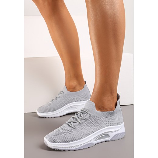 Szare Wsuwane Buty Sportowe w Skarpetkowym Stylu z Ozdobną Podeszwą Moonlise ze sklepu renee.pl w kategorii Buty sportowe damskie - zdjęcie 173256989