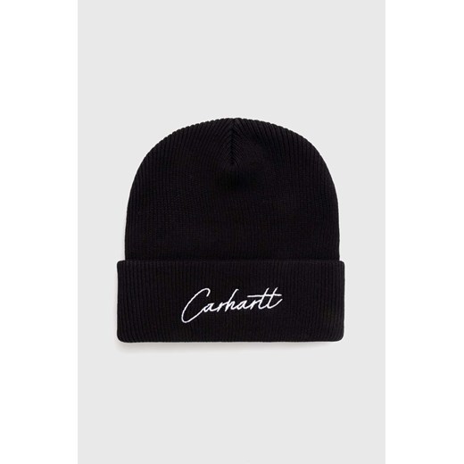 Carhartt WIP czapka bawełniana Watcher Beanie kolor czarny z grubej dzianiny bawełniana I033600.0D2XX ze sklepu PRM w kategorii Czapki zimowe męskie - zdjęcie 173257828