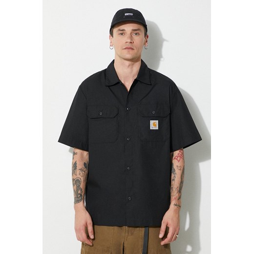 Carhartt WIP koszula S/S Craft Shirt męska kolor czarny relaxed z kołnierzykiem klasycznym I033023.89XX ze sklepu PRM w kategorii Koszule męskie - zdjęcie 173257955