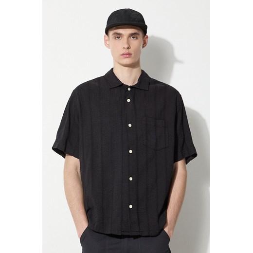 Corridor koszula Striped Seersucker męska kolor czarny regular SS0014 ze sklepu PRM w kategorii Koszule męskie - zdjęcie 173257965