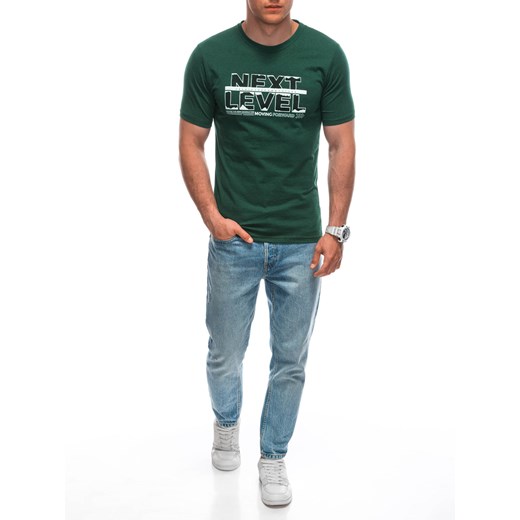 T-shirt męski z nadrukiem 1960S - zielony Edoti XL Edoti