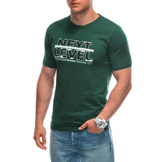 T-shirt męski z nadrukiem 1960S - zielony Edoti XXL Edoti