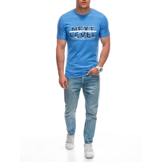 T-shirt męski z nadrukiem 1960S - niebieski Edoti M Edoti
