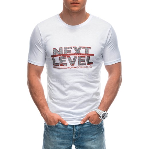 T-shirt męski z nadrukiem 1960S - biały Edoti L Edoti
