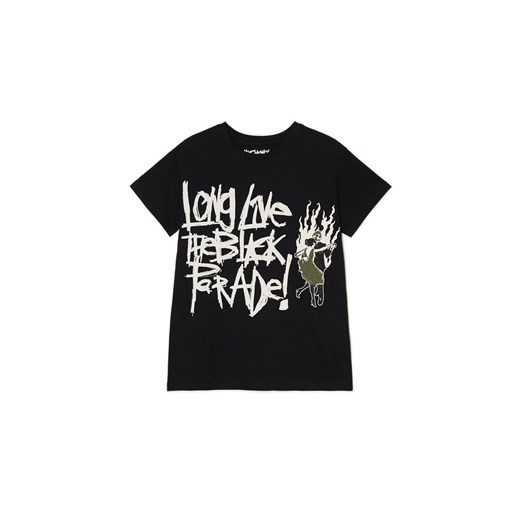 Cropp - Czarna koszulka z My Chemical Romance - czarny ze sklepu Cropp w kategorii Bluzki damskie - zdjęcie 173276705