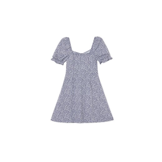 Cropp - Sukienka mini z kwiatowym wzorem all over - surowy granatowy Cropp M Cropp