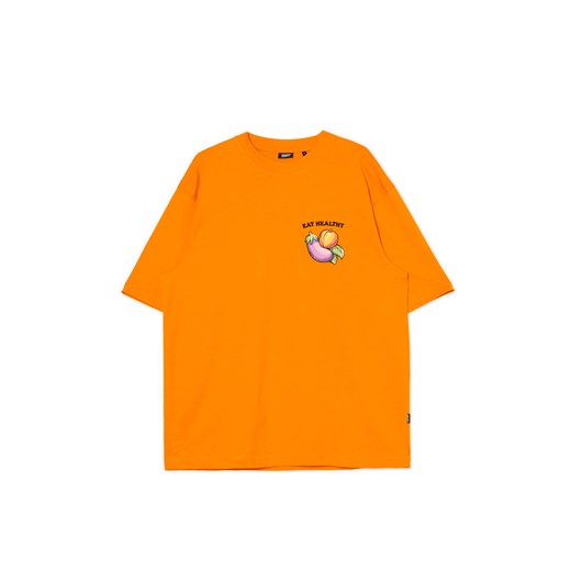 Cropp - Pomarańczowa koszulka z małą naszywką - pomarańczowy Cropp L Cropp